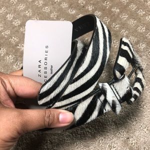 Zara leather zebra print belt